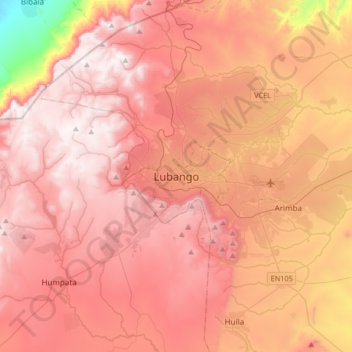 Carte topographique Lubango, altitude, relief