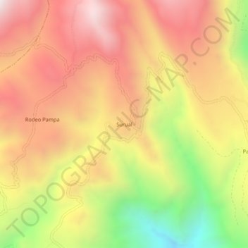 Carte topographique Surual, altitude, relief