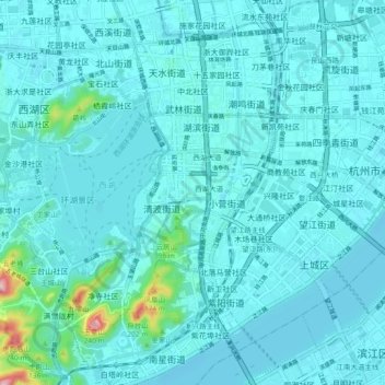 Carte topographique Qingbo, altitude, relief