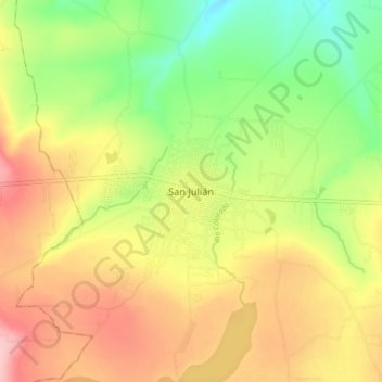 Carte topographique San Julián, altitude, relief