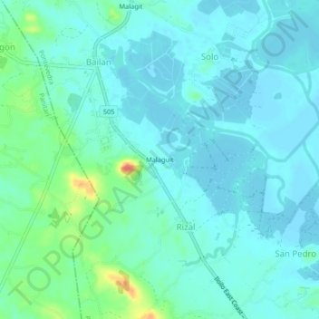 Carte topographique Malaguit, altitude, relief