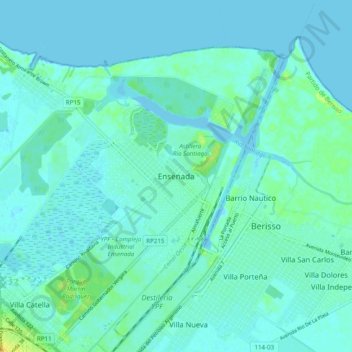 Carte topographique Ensenada, altitude, relief