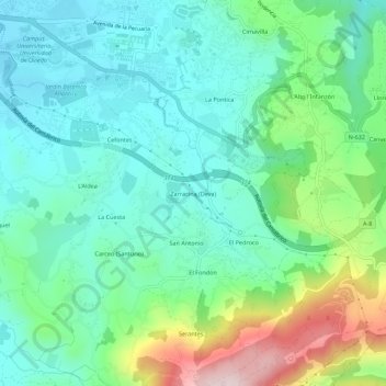 Carte topographique Zarracina (Deva), altitude, relief
