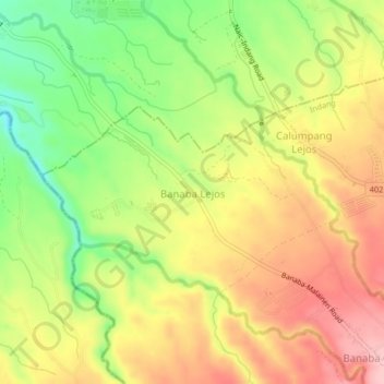 Carte topographique Banaba Lejos, altitude, relief
