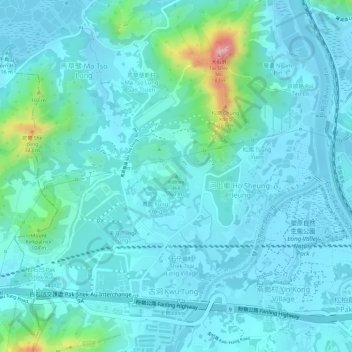 Carte topographique Kidney Hill, altitude, relief