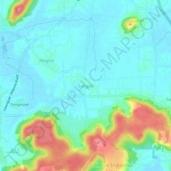 Carte topographique Saligao, altitude, relief