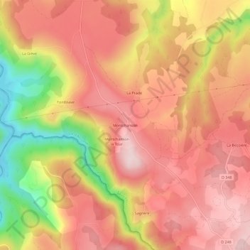 Carte topographique Montchanson, altitude, relief