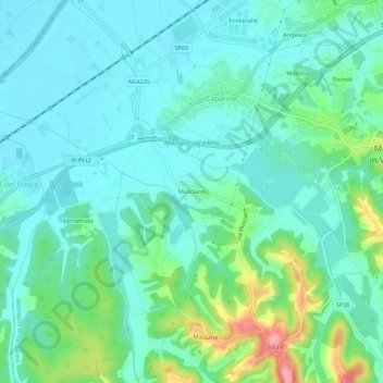 Carte topographique Musciano, altitude, relief