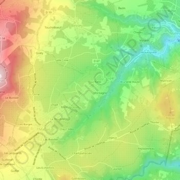 Carte topographique Bellin, altitude, relief