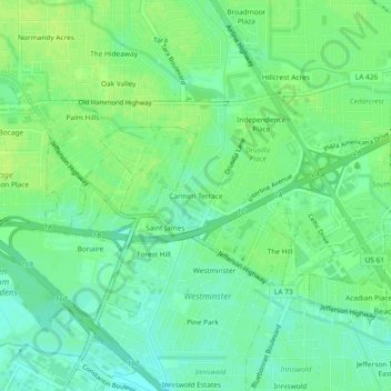 Carte topographique Carmen Terrace, altitude, relief