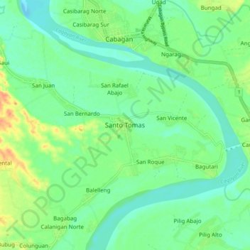 Carte topographique Santo Tomas, altitude, relief