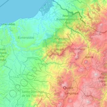 Carte topographique Cordillera de Toisán, altitude, relief