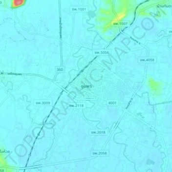 Carte topographique Chumphon, altitude, relief