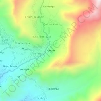 Carte topographique Achicari, altitude, relief