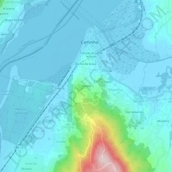 Carte topographique Portela, altitude, relief