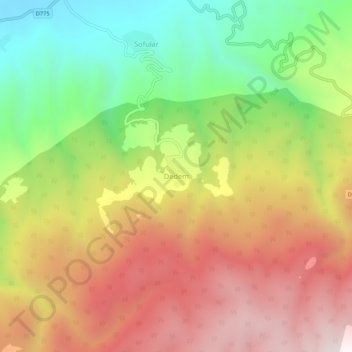 Carte topographique Dedem, altitude, relief
