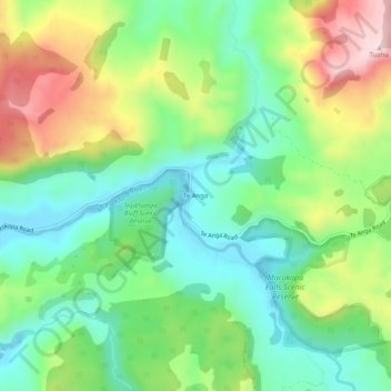 Carte topographique Te Anga, altitude, relief