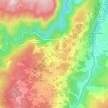Carte topographique Trinta, altitude, relief