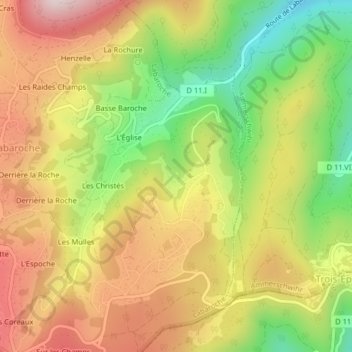 Carte topographique Les Granges, altitude, relief