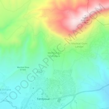 Carte topographique Mechtat Aïn El Hamra, altitude, relief