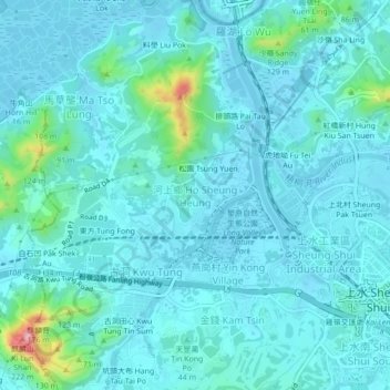 Carte topographique Ho Sheung Heung, altitude, relief