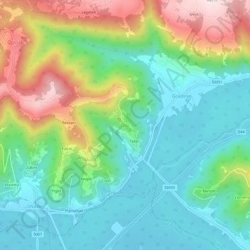 Carte topographique Ipši, altitude, relief