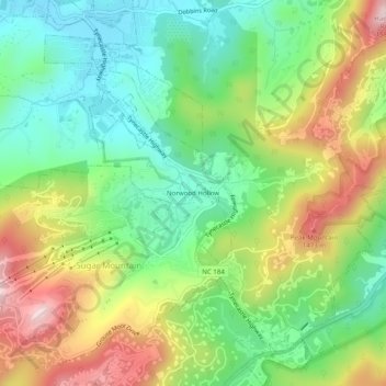 Carte topographique Norwood Hollow, altitude, relief