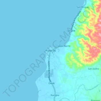 Carte topographique Asturias, altitude, relief