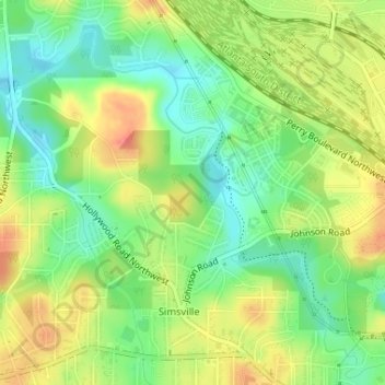 Carte topographique Gun Club Park, altitude, relief