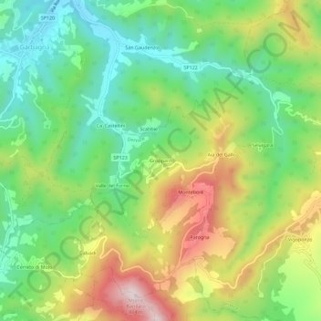 Carte topographique Gropparo, altitude, relief