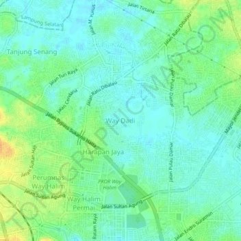 Carte topographique Way Dadi, altitude, relief