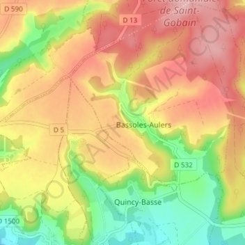 Carte topographique Le Faux, altitude, relief