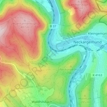 Carte topographique Kümmelbacher Hof, altitude, relief
