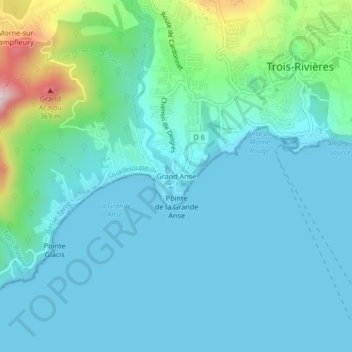 Carte topographique Grand Anse, altitude, relief
