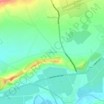 Carte topographique Belazouz, altitude, relief