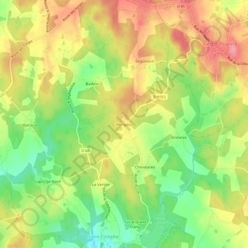 Carte topographique Mérigaud, altitude, relief