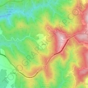 Carte topographique Macida, altitude, relief