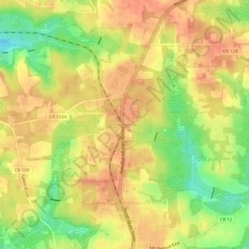 Carte topographique Hinson, altitude, relief