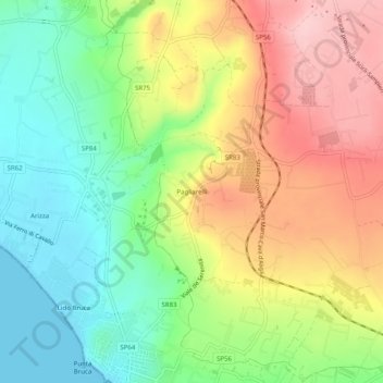 Carte topographique Pagliarelli, altitude, relief
