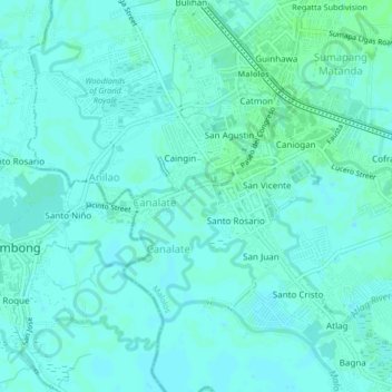 Carte topographique Santiago, altitude, relief