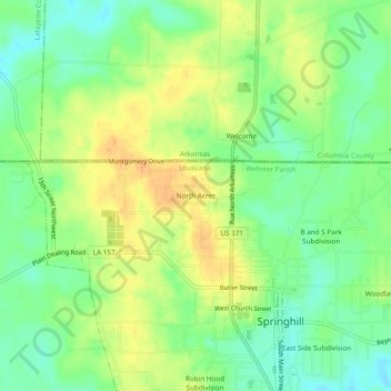 Carte topographique North Acres, altitude, relief