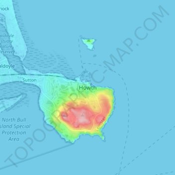 Carte topographique Howth, altitude, relief