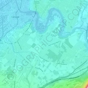 Carte topographique Vessy, altitude, relief
