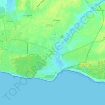 Carte topographique Saint-Vincent-sur-Jard, altitude, relief