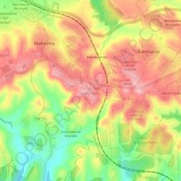 Carte topographique Douar Sidi Abdellah, altitude, relief