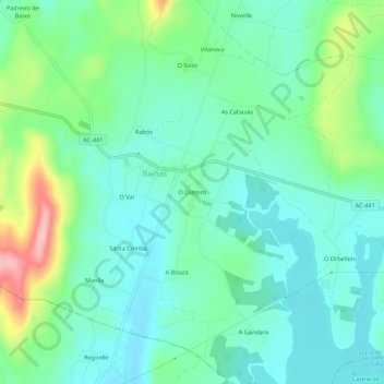 Carte topographique O Outeiro, altitude, relief