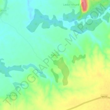 Carte topographique Bahrai, altitude, relief