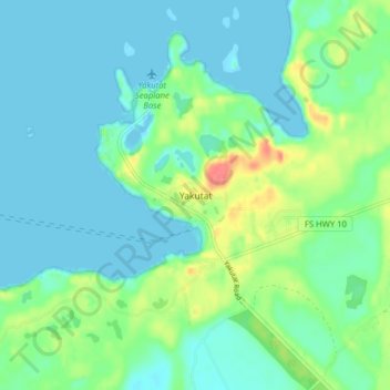 Carte topographique Yakutat, altitude, relief