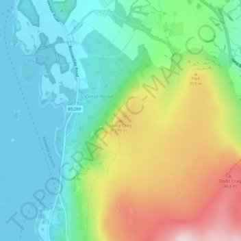 Carte topographique Walla Crag, altitude, relief