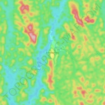 Carte topographique Mimongo, altitude, relief